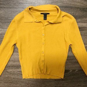 Mustard Yellow Long Sleeve Button Up Crop